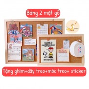 [BẢNG GHIM 2 MẶT GỖ]-Bảng Ghim Gỗ Decor Góc Học Tập,Bàn Làm Việc Hàng Loại 1 (Tặng kèm ghim+dây treo+móc treo+ sticker)